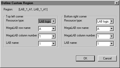 Define Custom Region dialog box