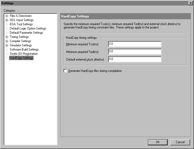 HardCopy Settings Page