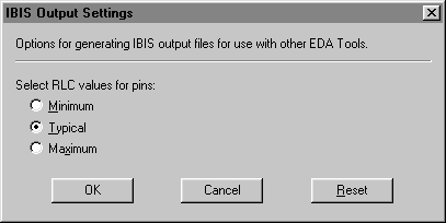 IBIS Output Settings dialog box