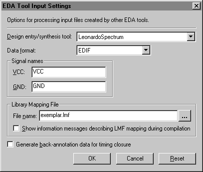 edif input settings