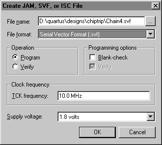 Create/Update > Create JAM, SVF, or ISC File Command