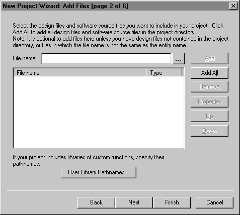 Project Wizard Page 2